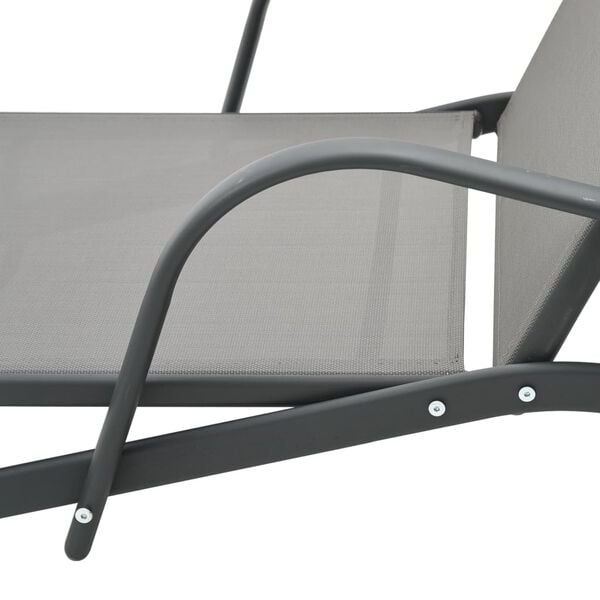 vidaXL Ligbed Grijs - Staal & Textileen - 55% Korting!