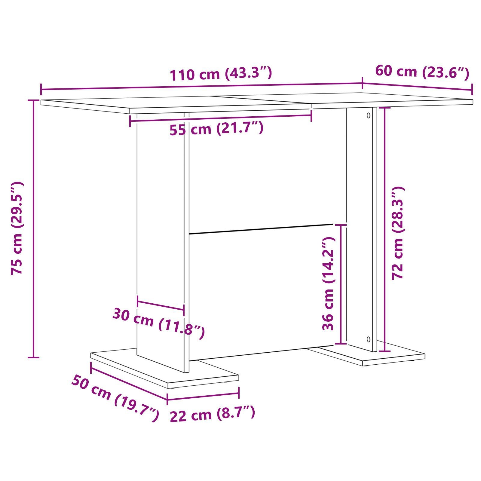 vidaXL Eettafel 110x60cm Oud Hout - 40% Korting!