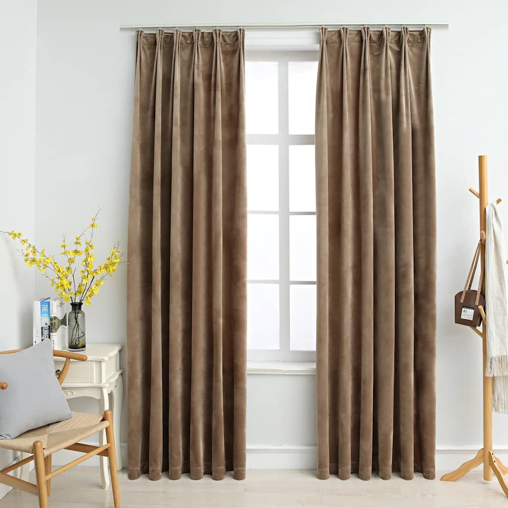 Verduisterende Fluweel Gordijnen Beige 140x175cm - 40% Korting!