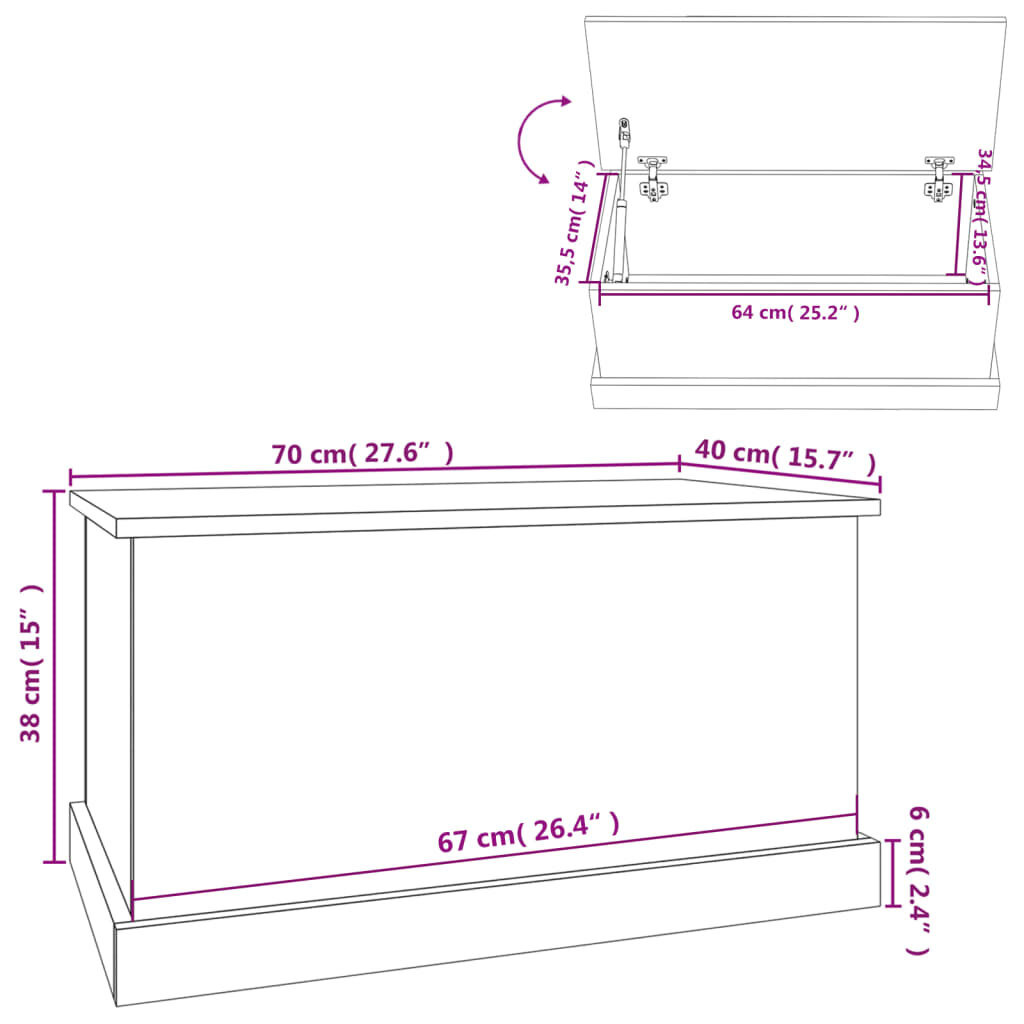vidaXL Opbergbox Betongrijs 70x40x38cm - 40% Korting!