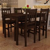 vidaXL Eethoek Hout Bruin - Tafel + 4 Stoelen - 46% Korting!