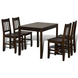 vidaXL Eethoek Hout Bruin - Tafel + 4 Stoelen - 46% Korting!