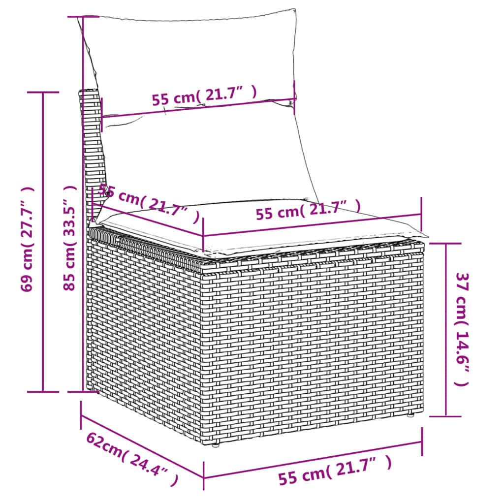 vidaXL Tuinbank zonder armleuning met kussens poly rattan beige