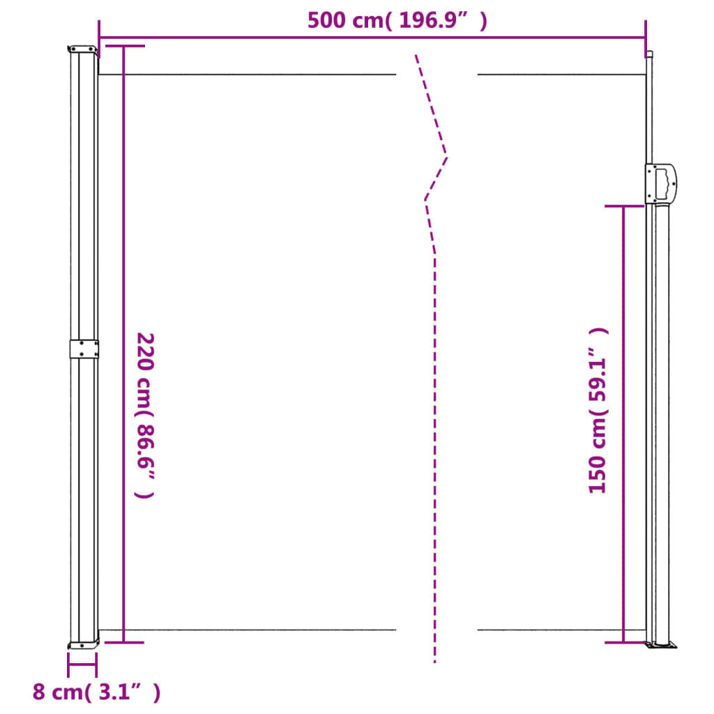 VidaXL Uittrekbaar Windscherm Rood 220x500cm - 53% Korting!