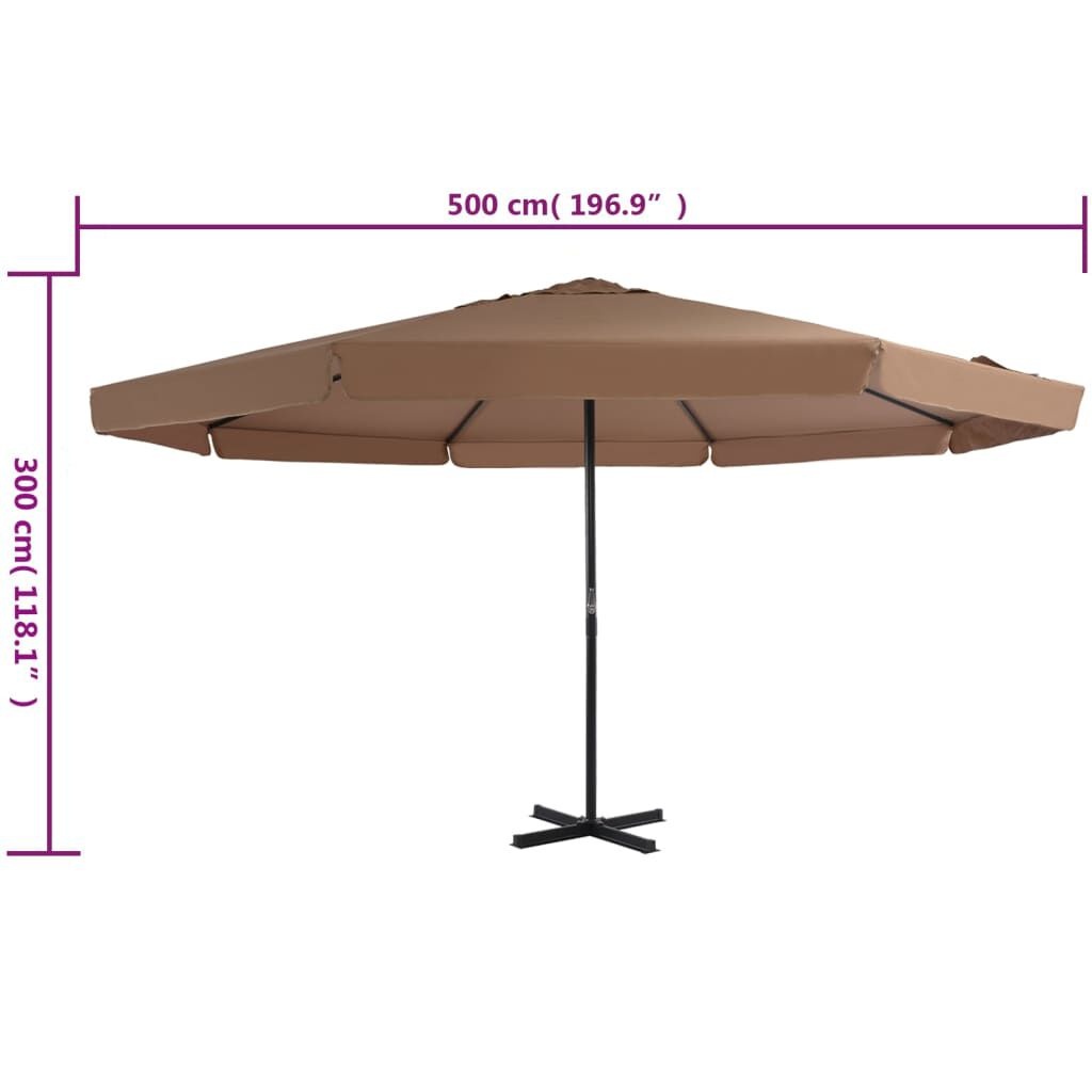 vidaXL Parasol 500cm Taupe - 40% Korting! (Retour)
