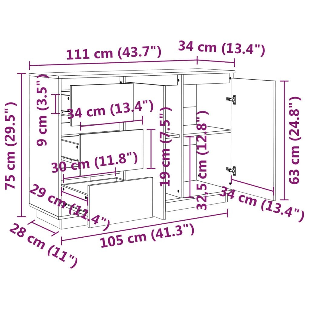 Dressoir Grenenhout 111cm - 40% Korting! (Lichte Gebruikssporen)