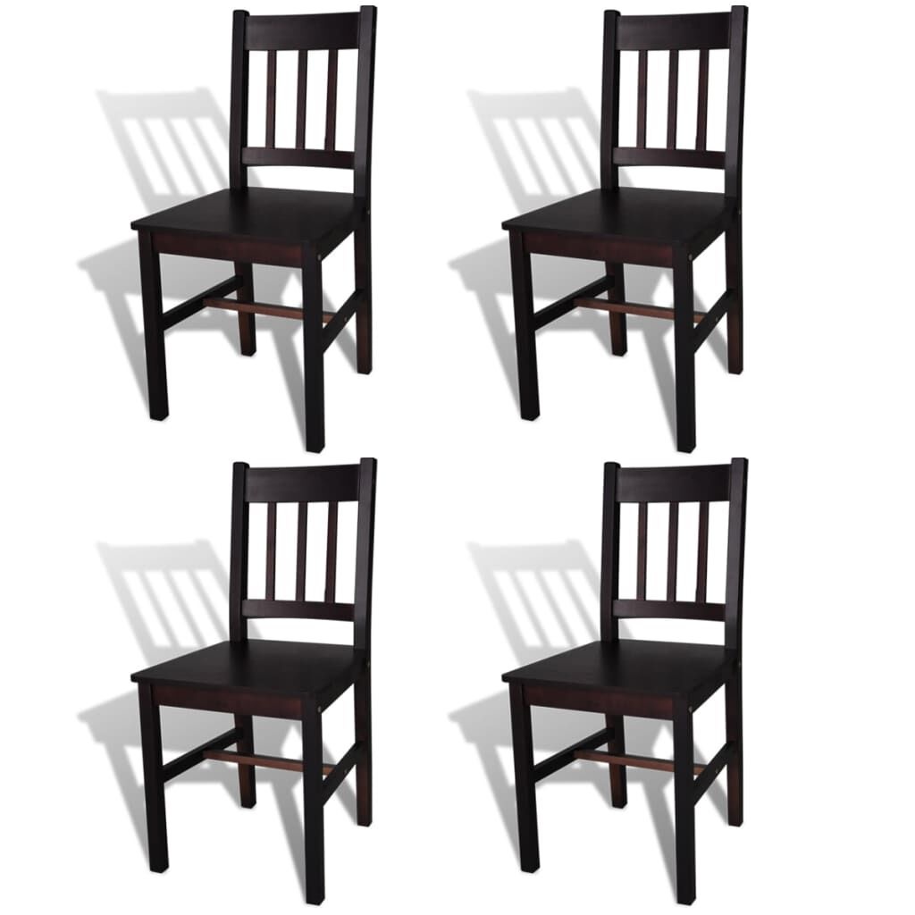 VidaXL Eetkamerstoelen (4x) Grenen Donkerbruin -40%