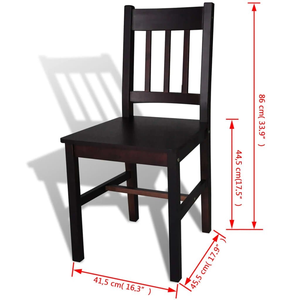 VidaXL Eetkamerstoelen (4x) Grenen Donkerbruin -40%