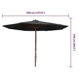 vidaXL Parasol Zwart 350cm Hout - 55% Korting!