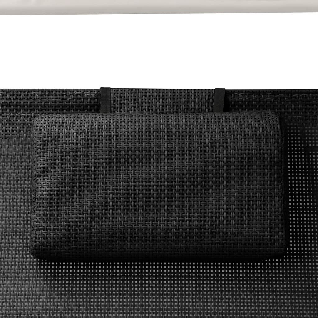 vidaXL Ligbed 2-persoons met Luifel Zwart -40%