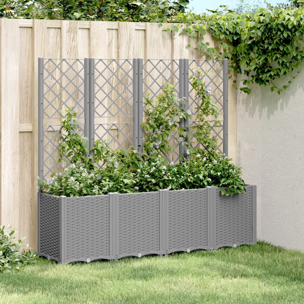 vidaXL Plantenbak met Latwerk Lichtgrijs - 35% Korting!