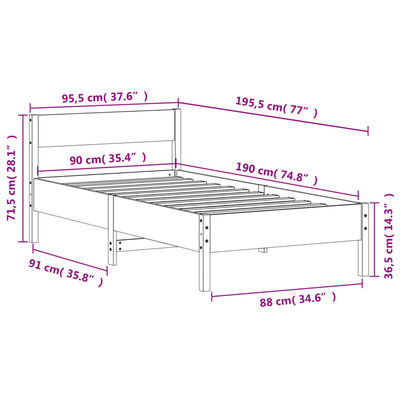 Grenen Bedframe 90x190cm - Zo Goed Als Nieuw! -40%