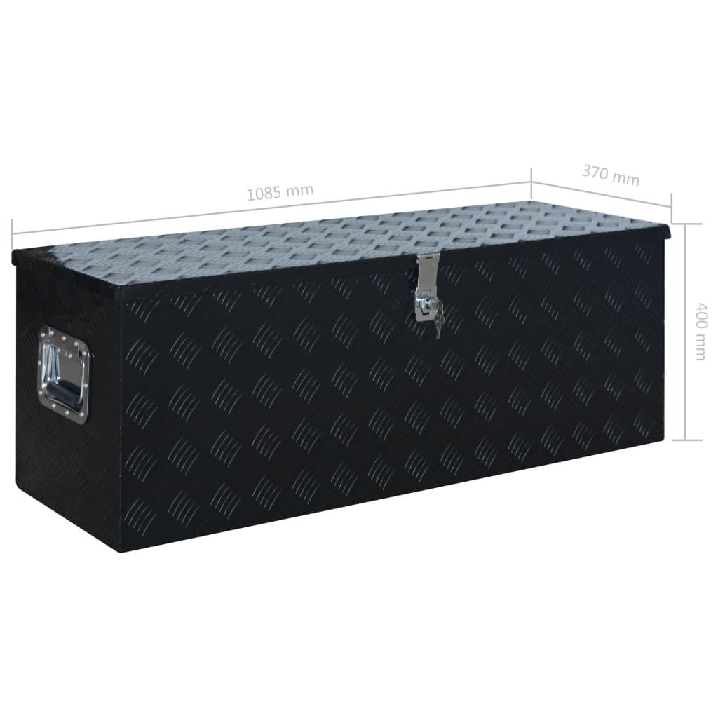 vidaXL Aluminium Kist Zwart 1085x370x400mm - 55% Korting!