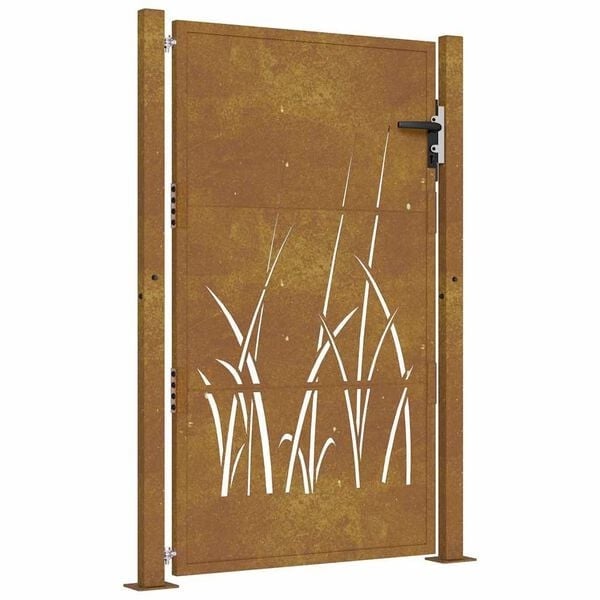 vidaXL Tuinpoort Cortenstaal Grasdesign 105x155cm - 40% Korting!