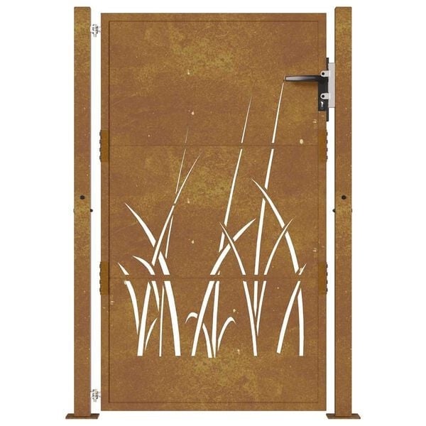 vidaXL Tuinpoort Cortenstaal Grasdesign 105x155cm - 40% Korting!
