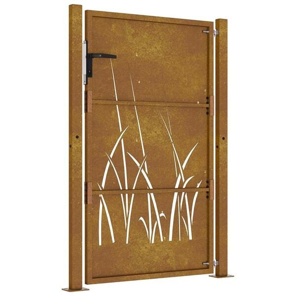 vidaXL Tuinpoort Cortenstaal Grasdesign 105x155cm - 40% Korting!