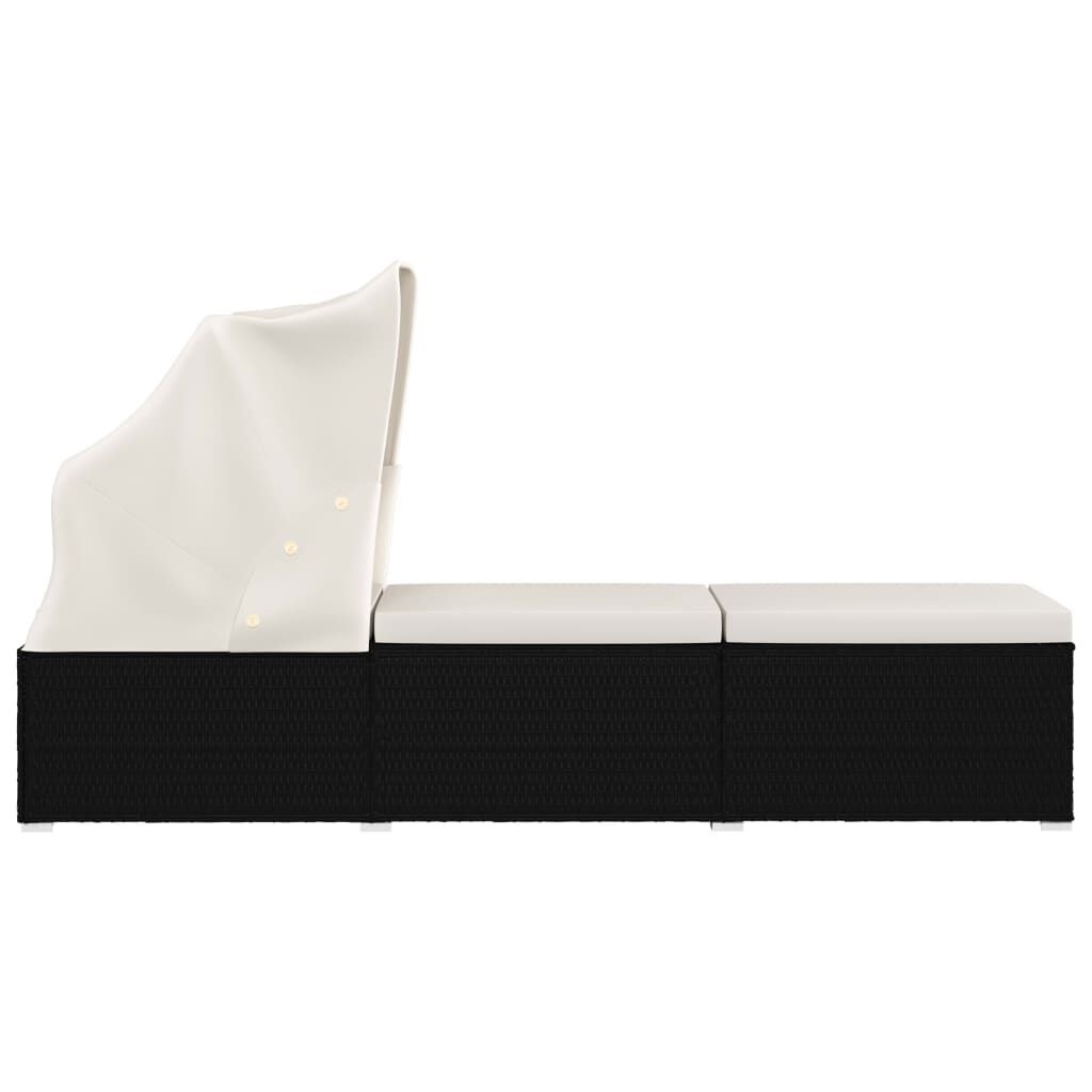 Ligbed met Luifel & Kussen Crèmewit - 35% Korting!