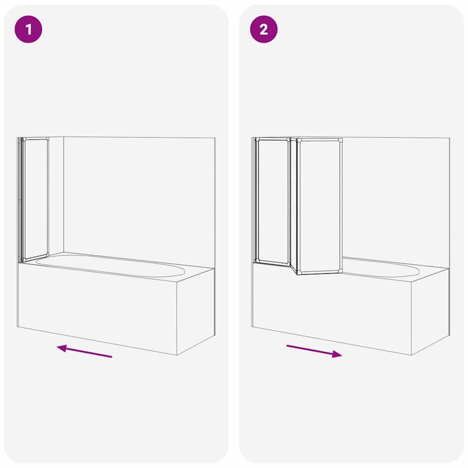 Badscherm 3 Panel Vouwbaar 117x120cm - 40% Korting!