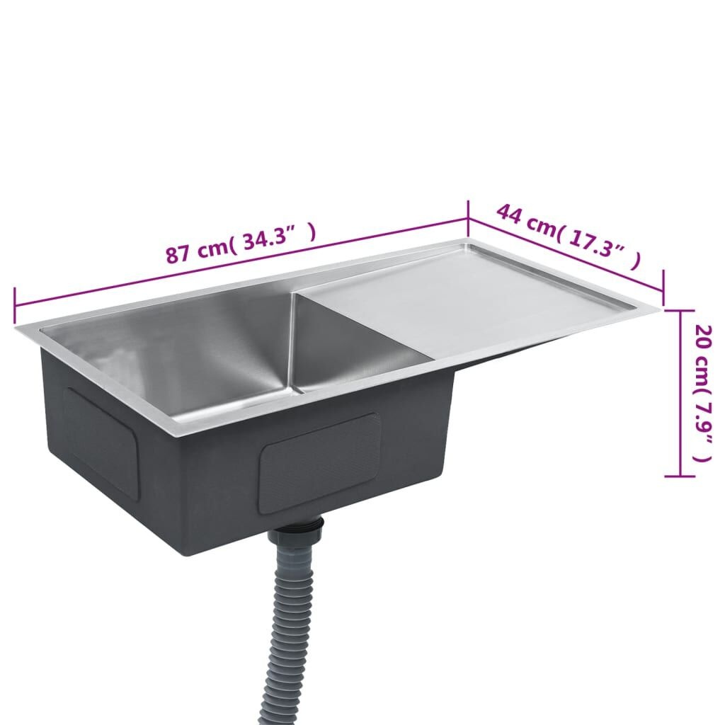 Handgemaakte RVS Gootsteen 87cm - 40% Korting!