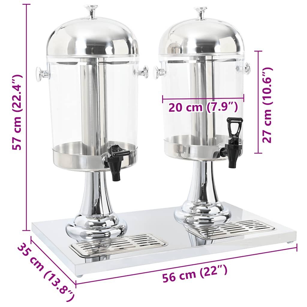 VidaXL Dubbele Sapdispenser RVS 2x8L - 40% Korting!