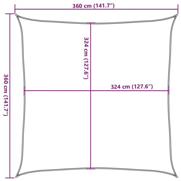 Zonnezeil Vierkant Lichtgrijs 3,6x3,6m - 40% Korting!
