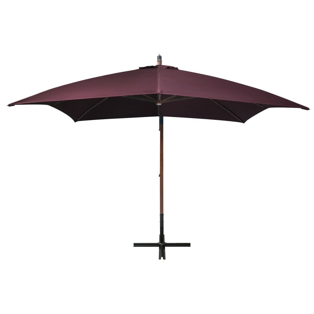 Zweefparasol 3x3m Bordeaux - Vurenhout - 35% Korting!