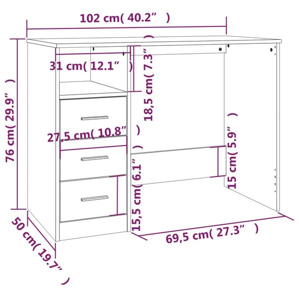 vidaXL Bureau Wit 102cm - Zo Goed Als Nieuw - 40% Korting!