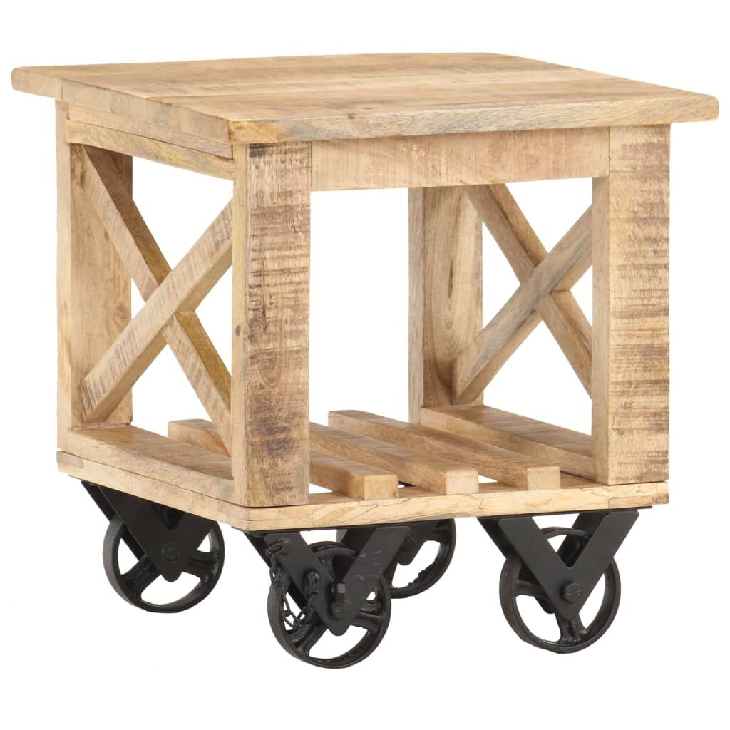 VidaXL Bijzettafel Mangohout -40%! Op Wieltjes, 40x40x42cm