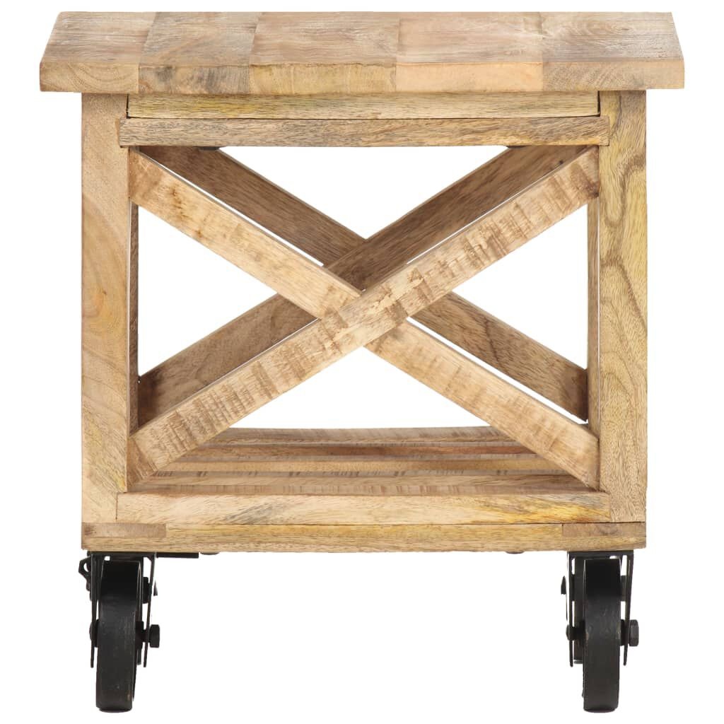 VidaXL Bijzettafel Mangohout -40%! Op Wieltjes, 40x40x42cm