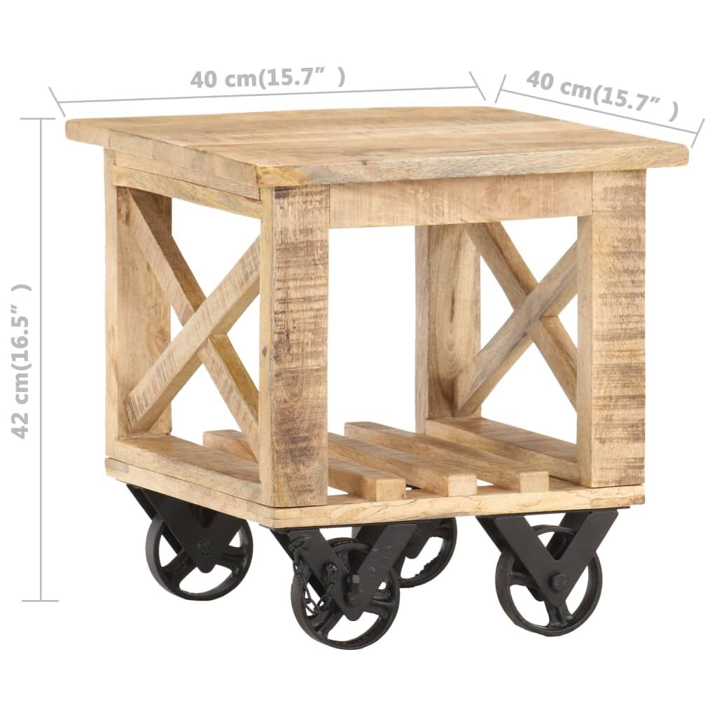 VidaXL Bijzettafel Mangohout -40%! Op Wieltjes, 40x40x42cm