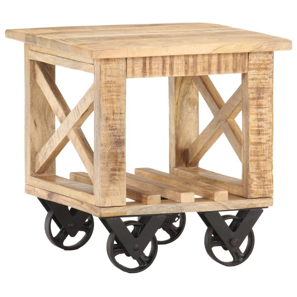 VidaXL Bijzettafel Mangohout -40%! Op Wieltjes, 40x40x42cm