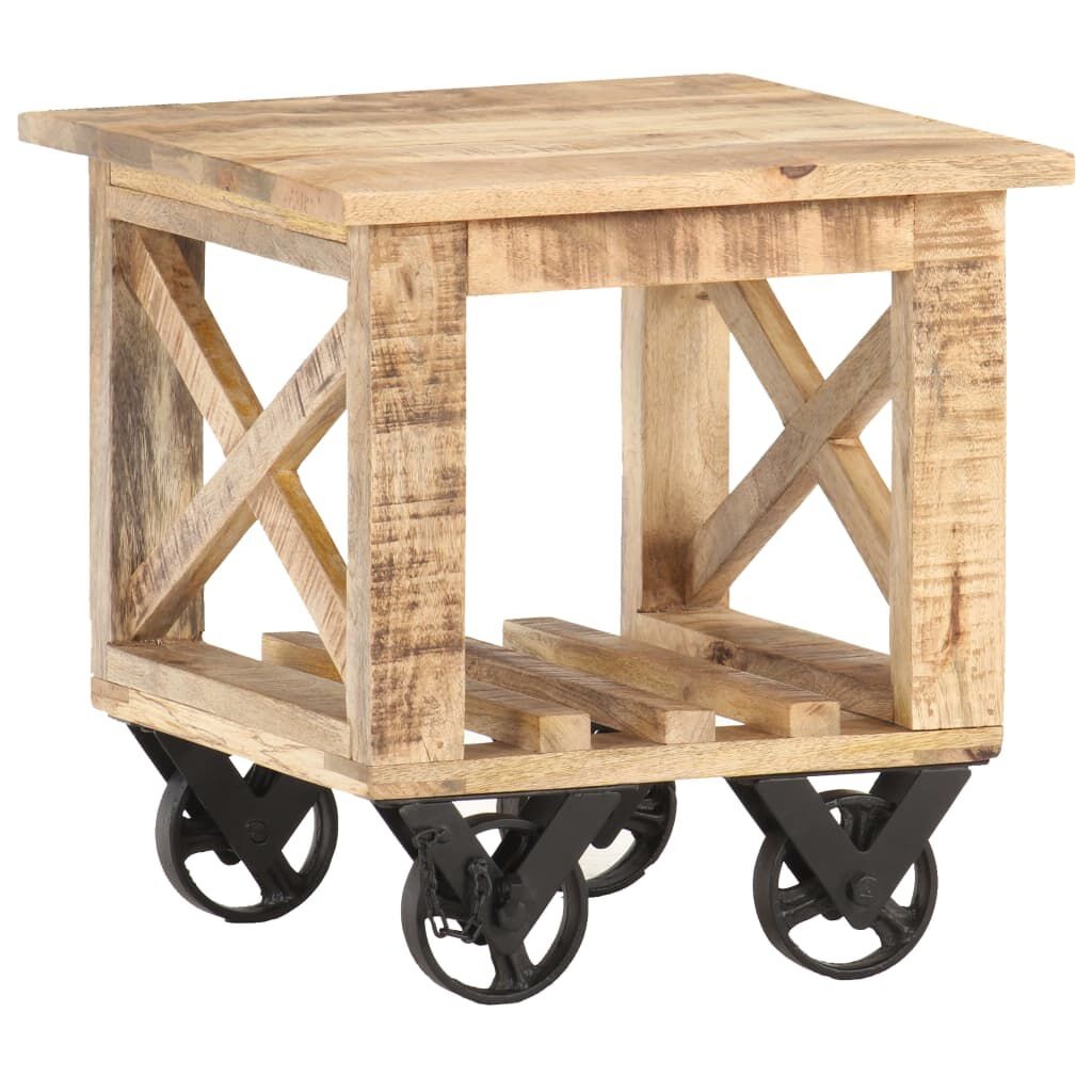 VidaXL Bijzettafel Mangohout -40%! Op Wieltjes, 40x40x42cm