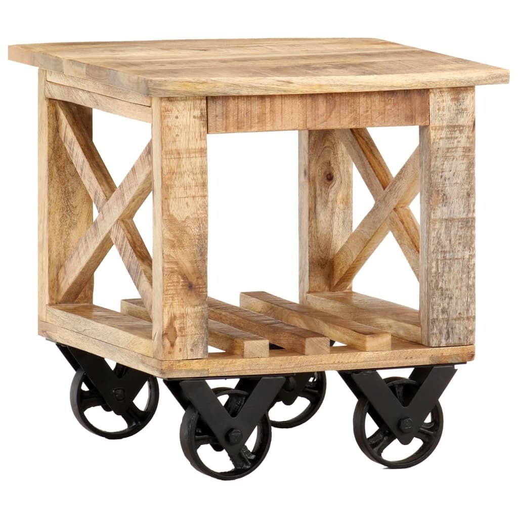 VidaXL Bijzettafel Mangohout -40%! Op Wieltjes, 40x40x42cm