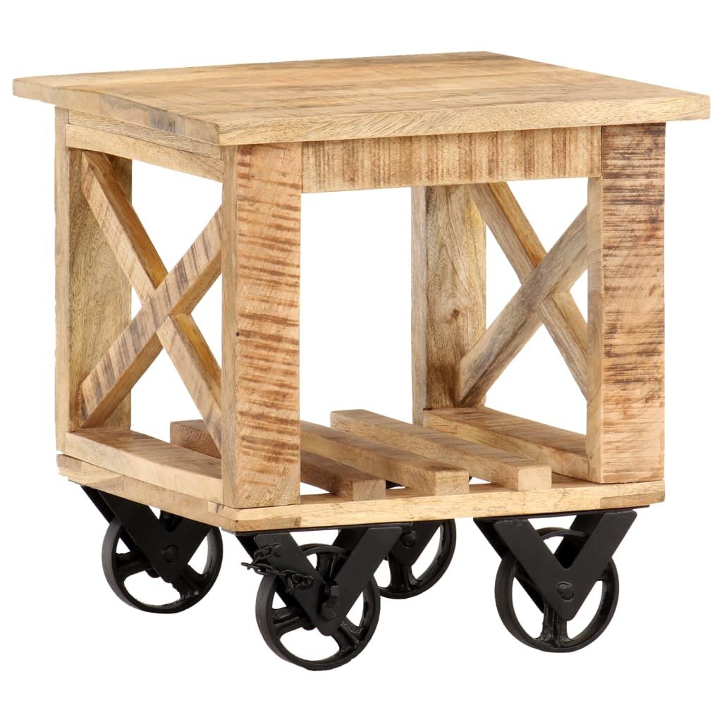 VidaXL Bijzettafel Mangohout -40%! Op Wieltjes, 40x40x42cm