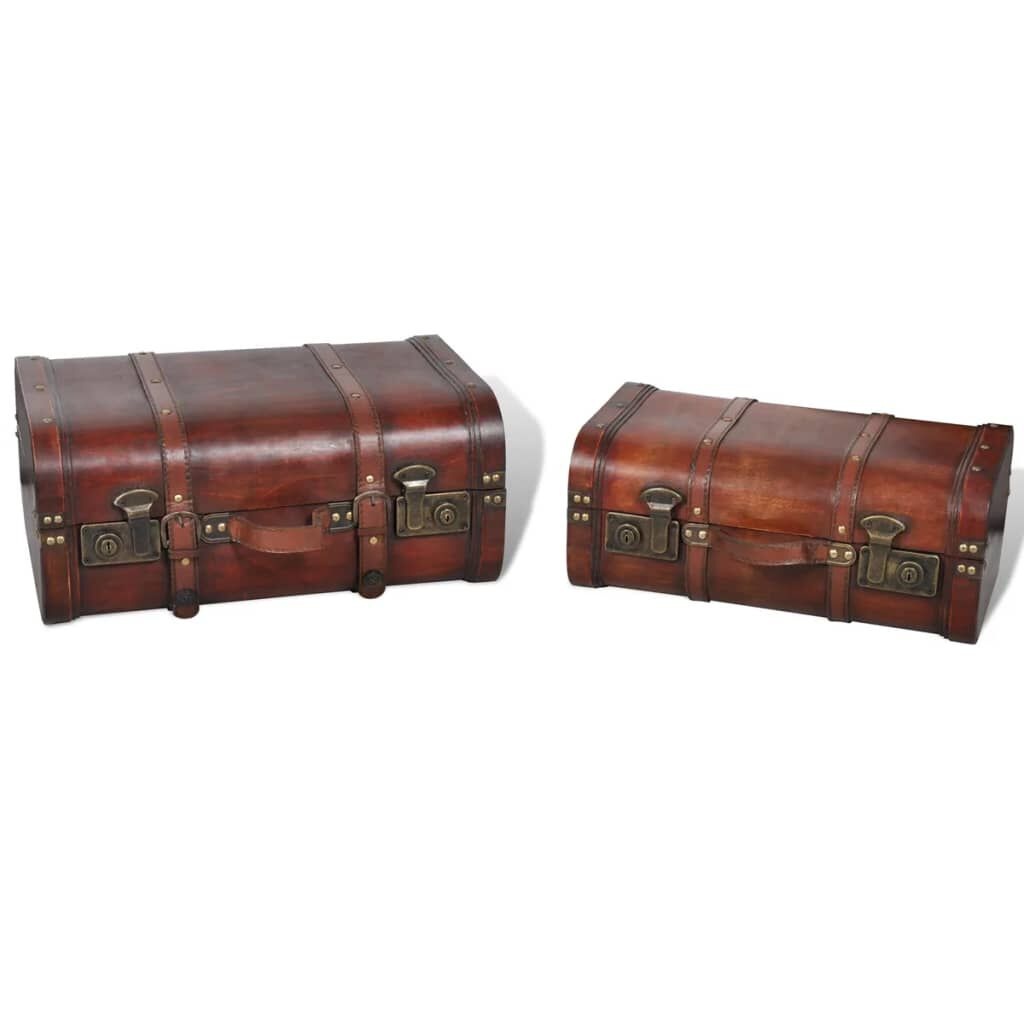 Schatkisten (2 stuks) Vintage Bruin Hout - 40% Korting!