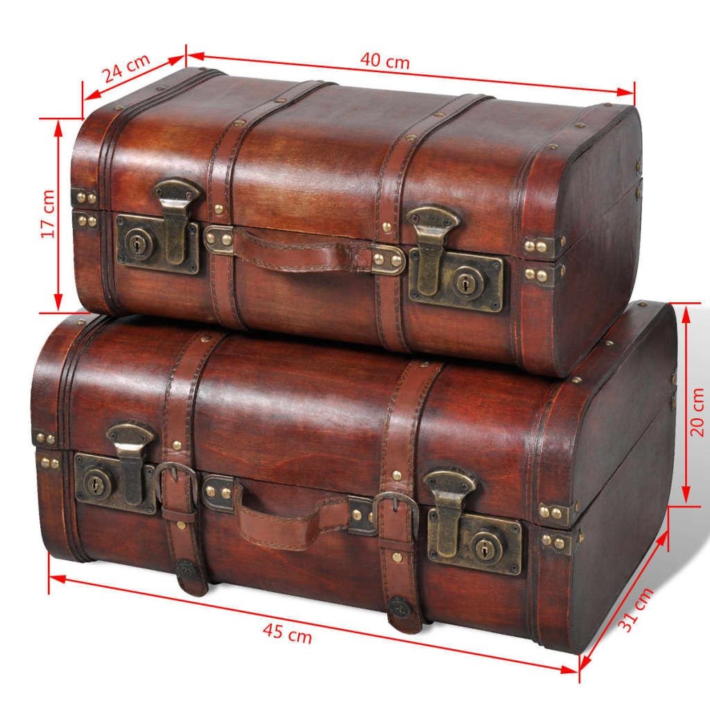 Schatkisten (2 stuks) Vintage Bruin Hout - 40% Korting!