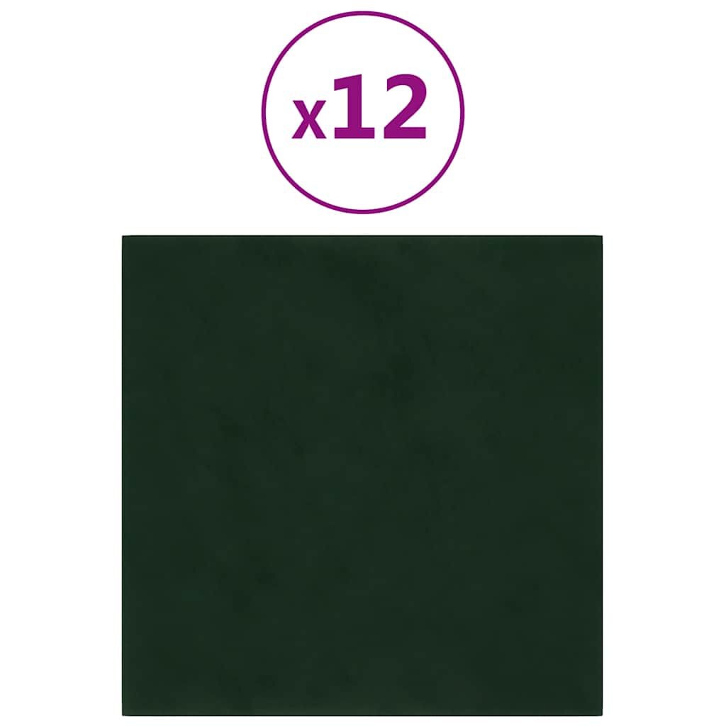 vidaXL Wandpanelen 12 st. Donkergroen Fluwel -35%