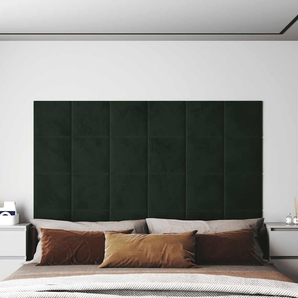 vidaXL Wandpanelen 12 st. Donkergroen Fluwel -35%