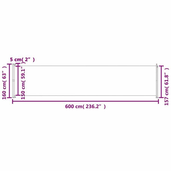 VidaXL Uittrekbaar Tuinscherm 600x160cm Zwart - 51% Korting!