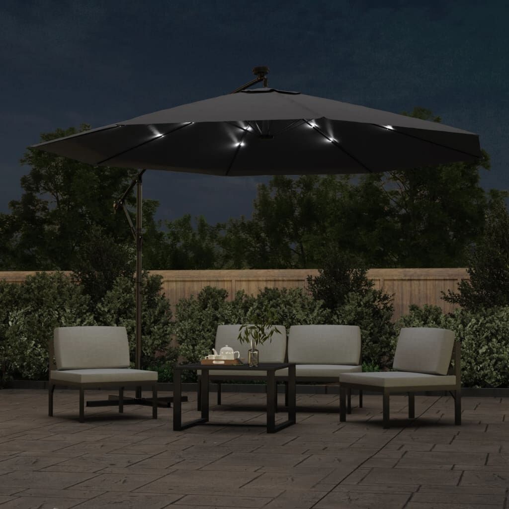 VidaXL Zweefparasol LED Zwart 350cm - 60% Korting!