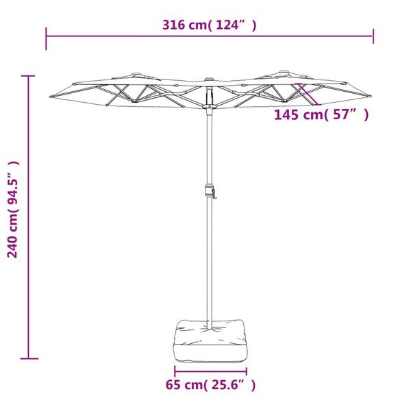 vidaXL Parasol Dubbel Dak Antraciet 316x240cm - 40% Korting!