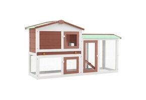 Konijnenhok Buiten - Groot 145cm - Bruin/Wit - 40% Korting!