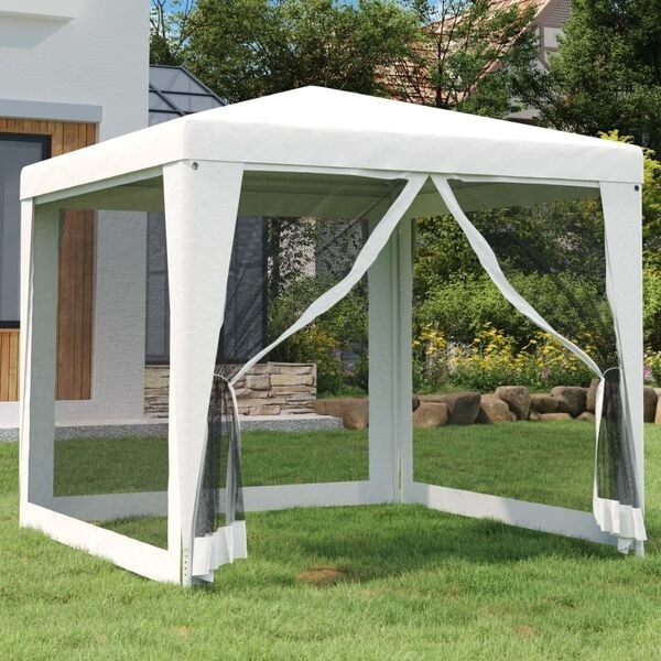 Partytent 2,5x2,5m Wit - Mesh Zijwanden - 46% Korting!