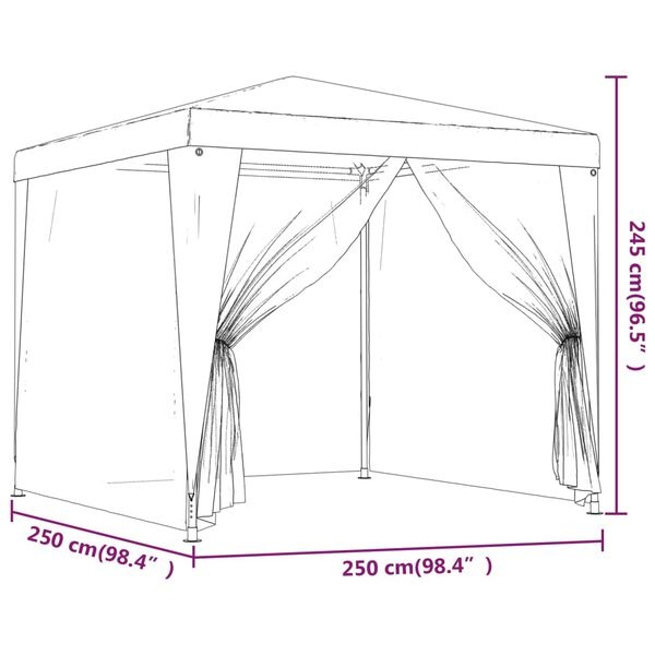 Partytent 2,5x2,5m Wit - Mesh Zijwanden - 46% Korting!