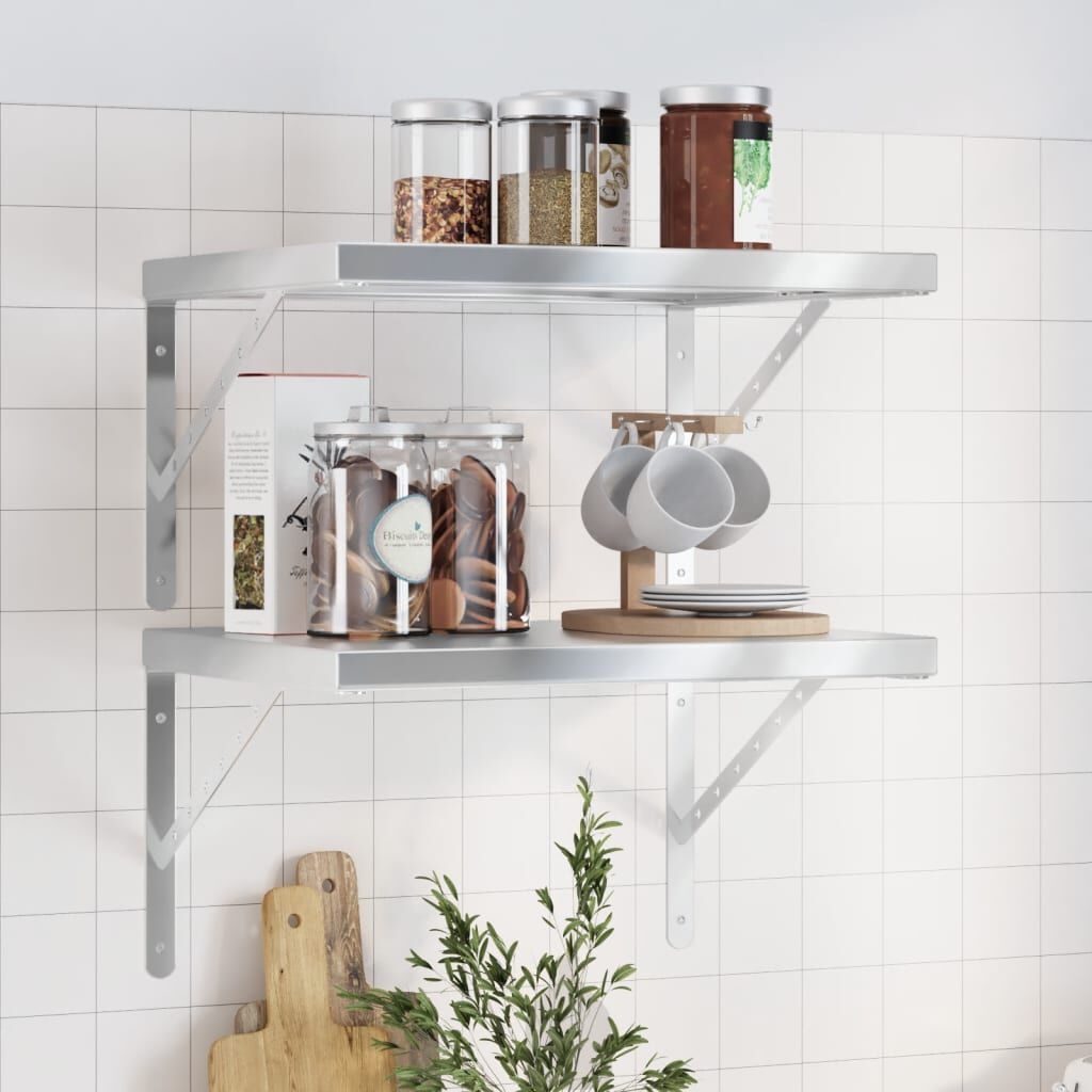 vidaXL Wandschappen 2x 50x40cm RVS - 60% Korting!