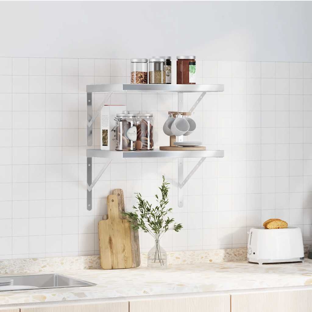 vidaXL Wandschappen 2x 50x40cm RVS - 60% Korting!