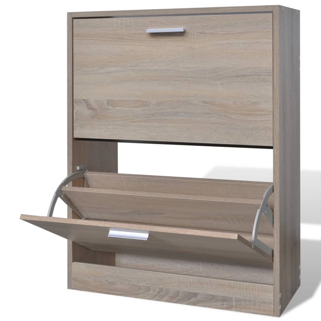 Schoenenkast Eikenlook - 2 Vakken - Retourdeal! 40% Korting