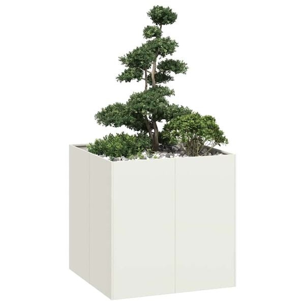 vidaXL Plantenbak Staal Wit 80x80x80cm - 47% Korting!