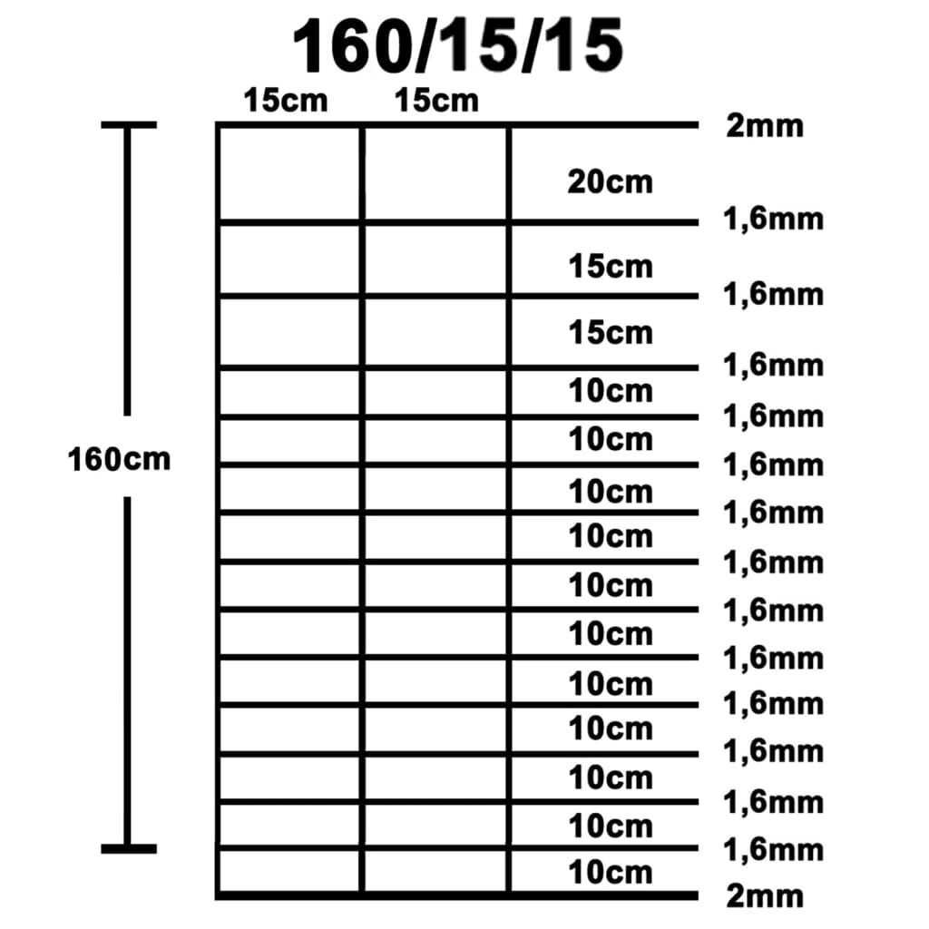 vidaXL Hek 50x1,6m Gegalvaniseerd - 42% Korting!