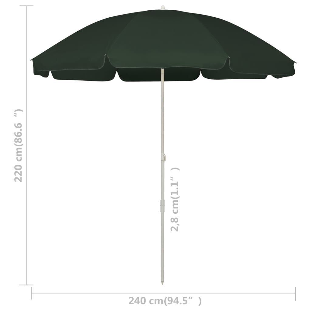 VidaXL Strandparasol Groen 240cm - 40% Korting!